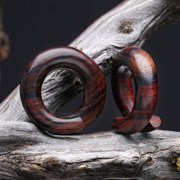 Detail View 1 of A Pair of Classic Organic Sono Wood Spiral Ear Taper Hanger-Orange/Brown
